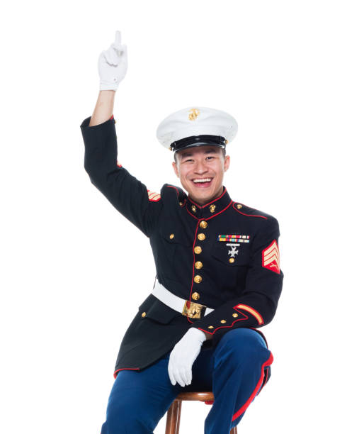 istock US Marine in uniform and pointing 1086642134