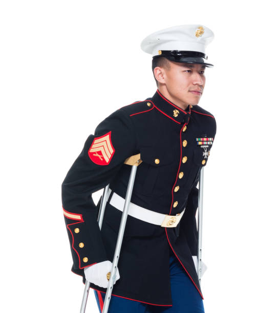 istock US Marine in uniform with cruches 1086643242