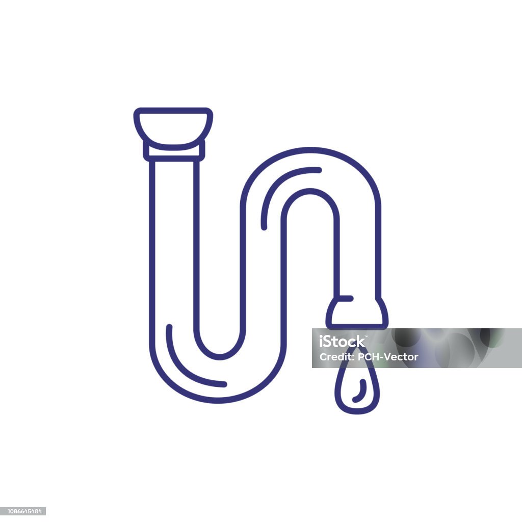Plumbing line icon Plumbing line icon. Water, drop, pipe. Construction concept. Can be used for topics like plumber, job, engineering Accidents and Disasters stock vector