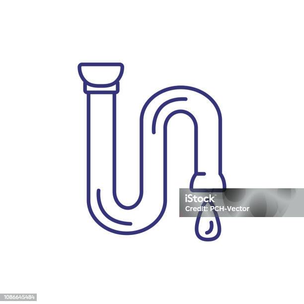 Plumbing Line Icon Stock Illustration - Download Image Now - Accidents and Disasters, Blue, Building Contractor