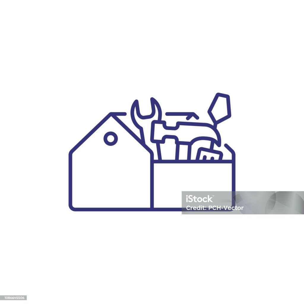 Tool box line icon Tool box line icon. Toolbox, toolkit, instrument. Construction concept. Can be used for topics like home maintenance, fixing, repair, renovation Toolbox stock vector