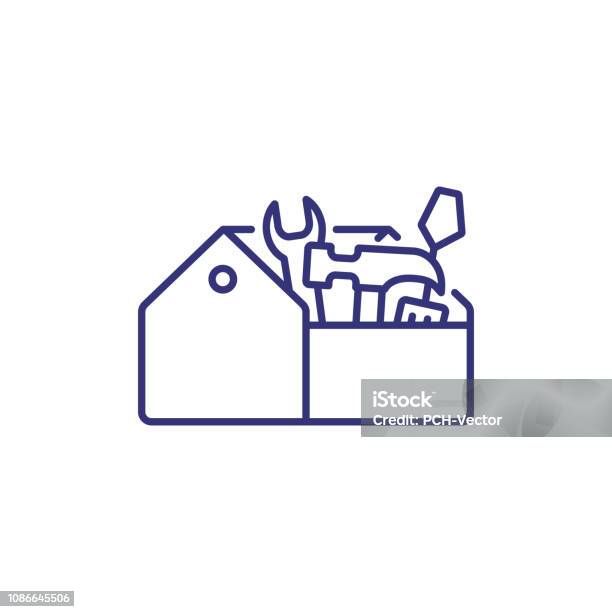 Tool Box Line Icon Stock Illustration - Download Image Now - Toolbox, Icon Symbol, Renovation