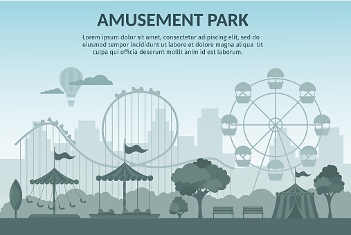 Amusement park vector illustration cartoon flat