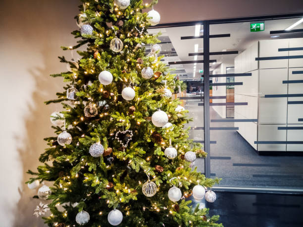 istock Christmas tree with blurred fairy background 1086649082