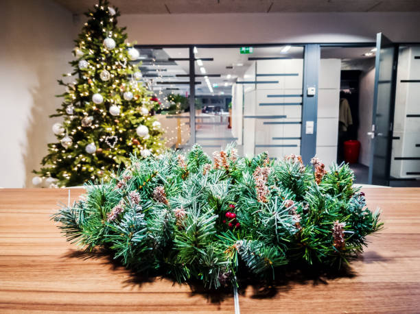 istock Christmas tree with blurred fairy background 1086649156