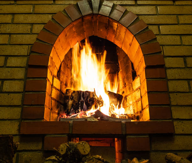 istock bottom view of fireplace with burning firewood 1086649604