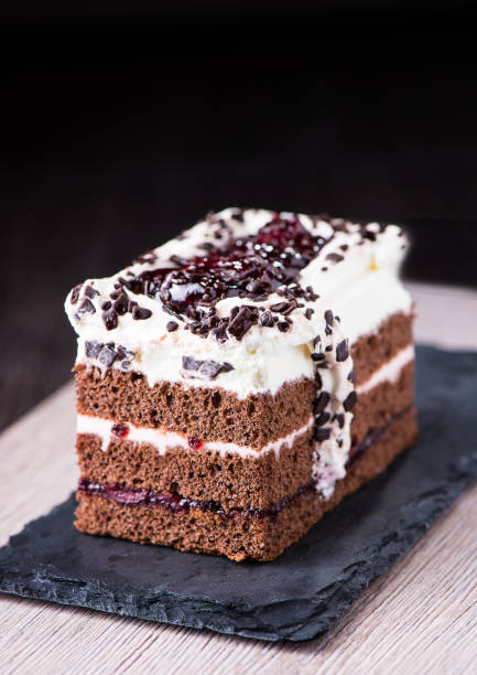 istock Chocolate sponge cake with blueberries and jam. 1086652494