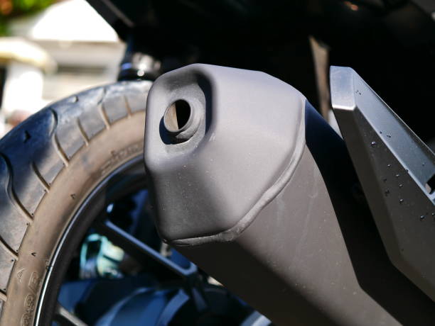 istock Motorcycle tire and exhaust 1086653650