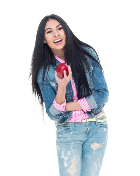istock Beautiful latino female wearing denim 1086656294