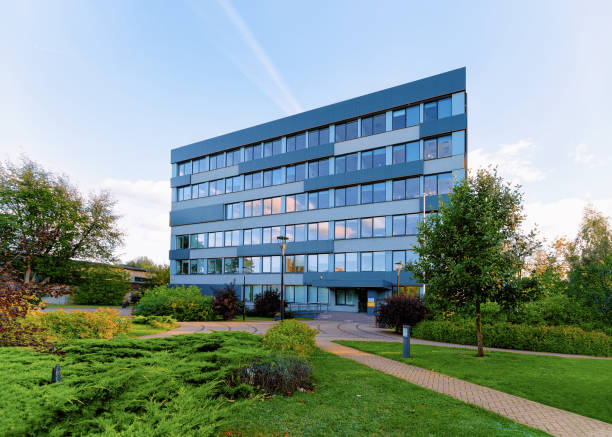 istock Corporate business office with street on background 1086656844