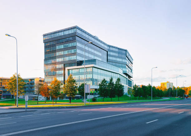 istock Corporate business office and street on background 1086656848
