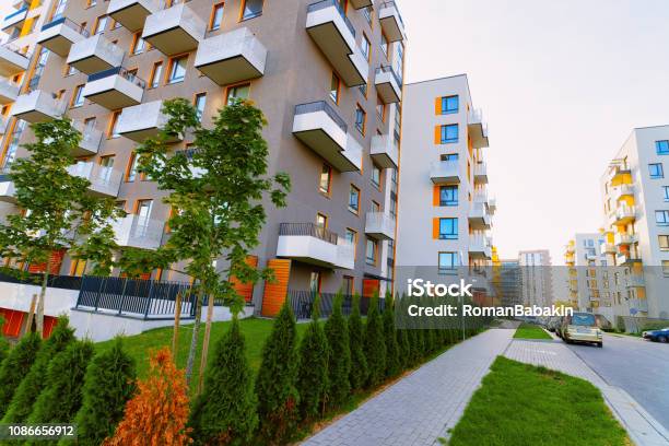 Apartment House Residential Building Complex Real Estate Concept Street Stock Photo - Download Image Now
