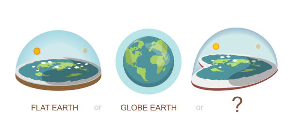ilustrações, clipart, desenhos animados e ícones com placas de ar, globo, arde, hartvormige arde, ilustração de negócios. oude modelo de cosmologia e moderno pseudowetenschappelijke samenzweringstheorie. ilustrações vetoriais geïsoleerde - terra plana