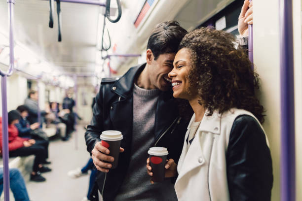 istock Couple in the subway train 1086665216