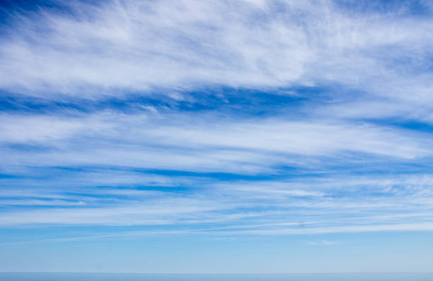 Blue sky with clouds overlooking Lake Michigan in the Spring