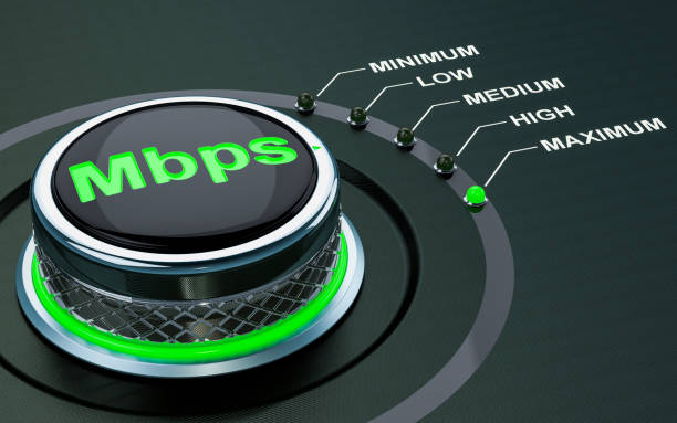 istock Mbps knob, max level of internet speed. 3D rendering 1086680032