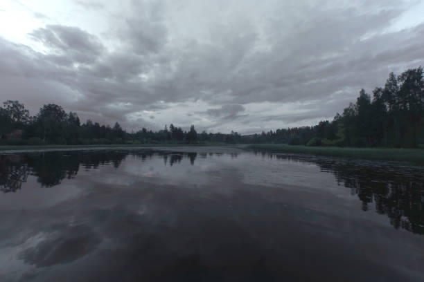 istock Lilac sunset over the lake 1086683074