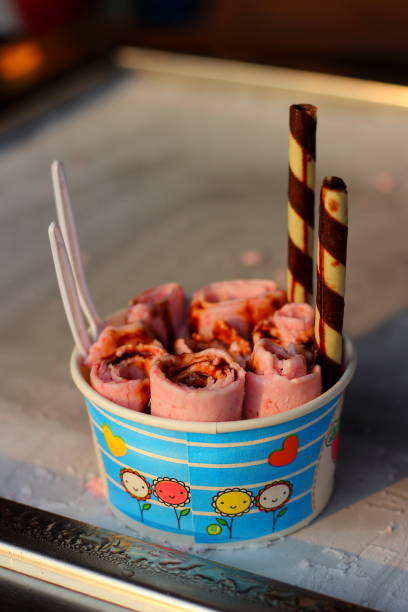 Thai strawberry stir fried ice cream