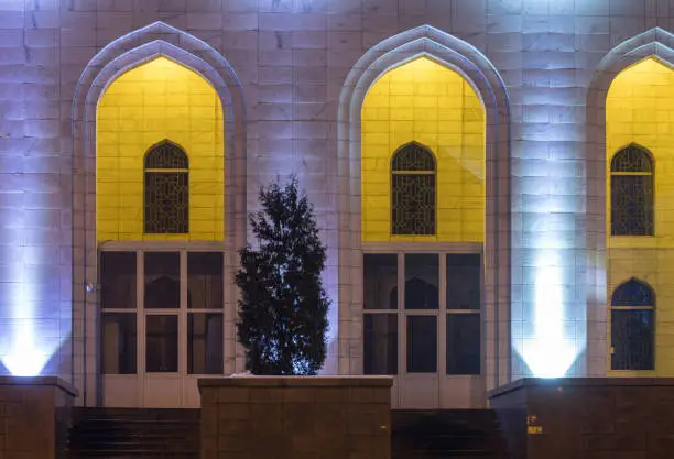 Photo of mosque at night, Ramadan Kareem background