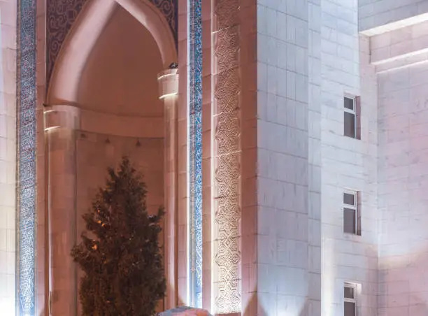 Photo of mosque at night, Ramadan Kareem background