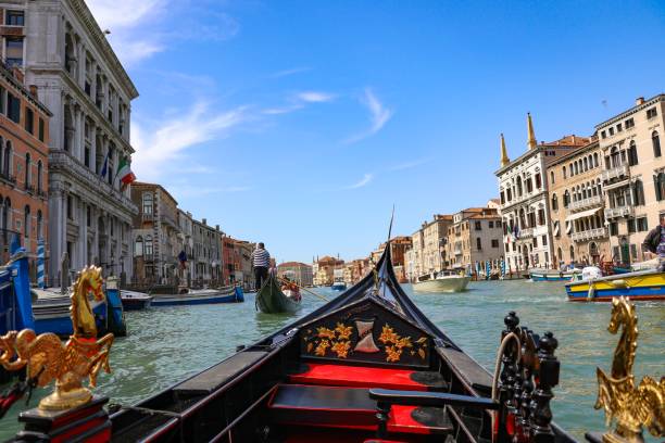 Riding a gondola at Grand Canal, Venice