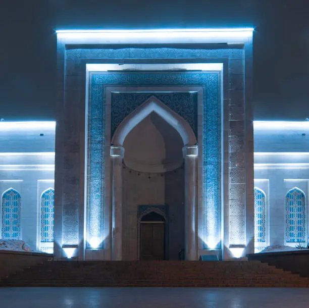 Photo of mosque at night, Ramadan Kareem background