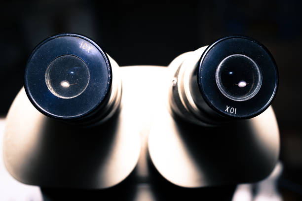 Eye piece of a vintage microscope