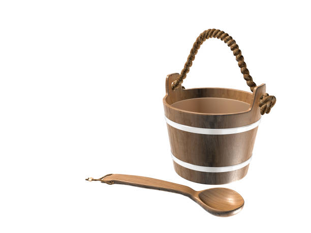 3d render wooden tools of sauna