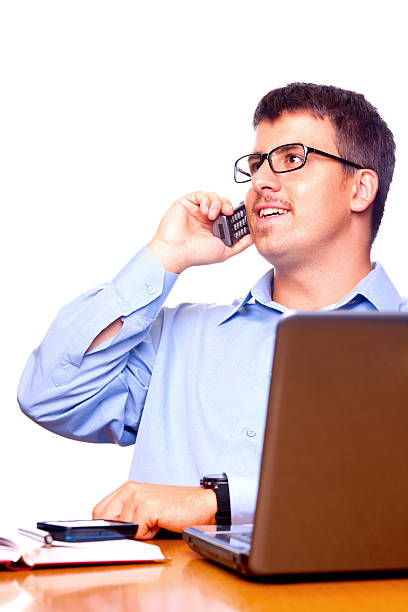 Phone conversation stock photo