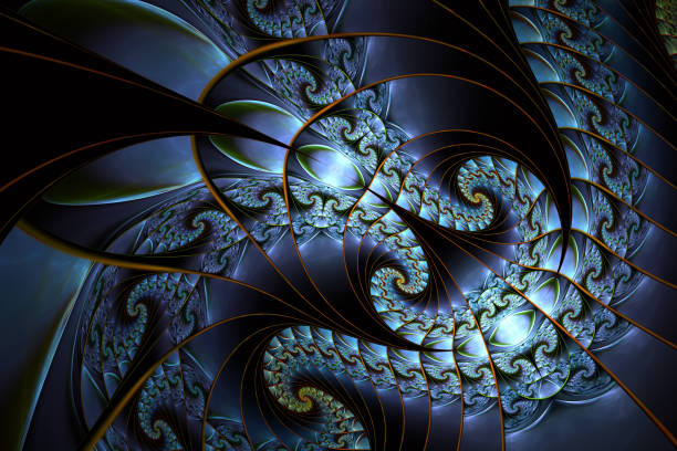 istock Beautiful abstract fractal patterns and shapes in blue colours 1086713132