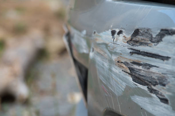 istock Damaged car bumper after crashing into a guard rail 1086741706