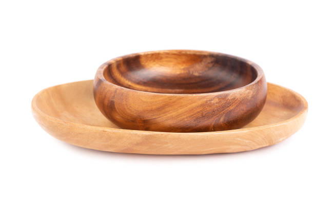 istock Wooden plates on white background 1086751170