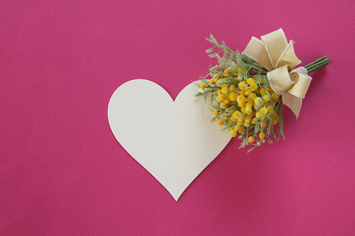 Mimosa bouquet and heart