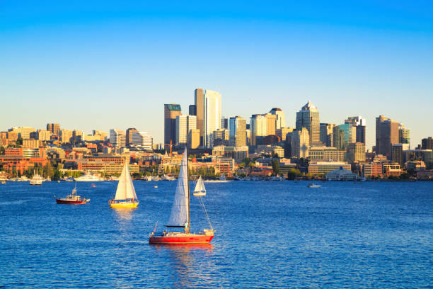 Sunset over Lake Union in Seattle Washington