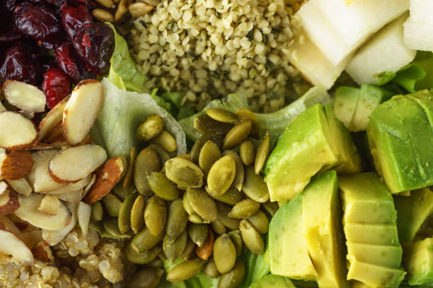 quinoa vegan salade fermer - hemp seed nut raw photos et images de collection