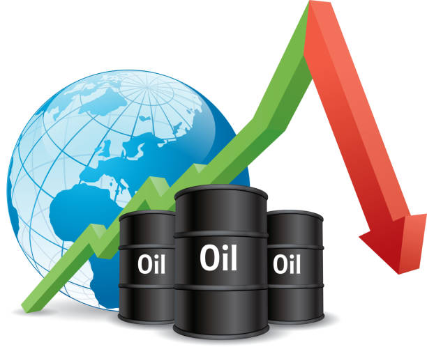 ceny ropy spadają - opec stock illustrations