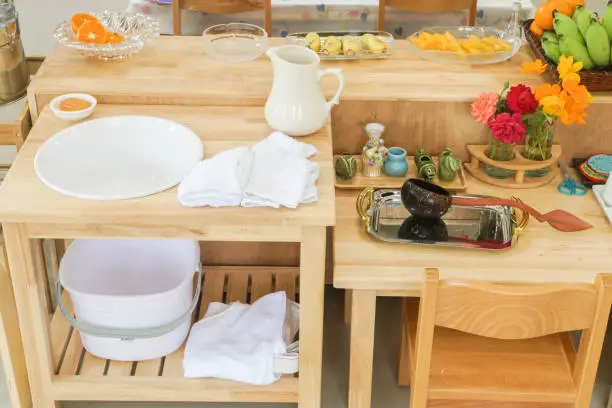 white sink with dish and kitchenware