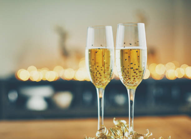 New Year celebrations champagne in flutes