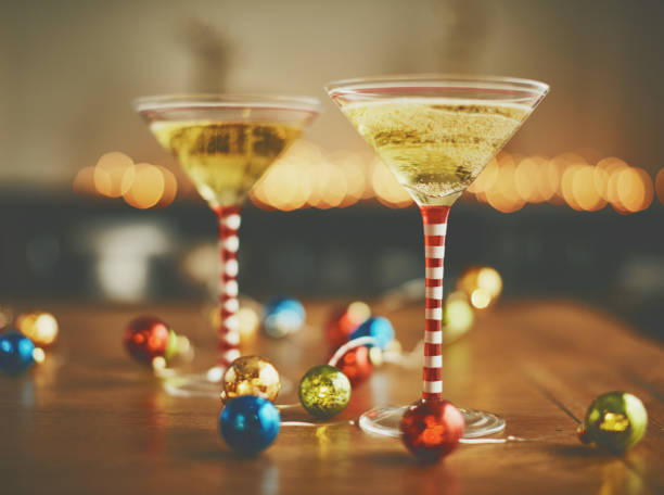 istock Cocktail glasses with Christmas decorations 1086772408
