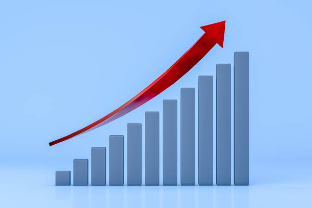istock Financial Ascending Chart, Bar Graph with red arrow 1086775370