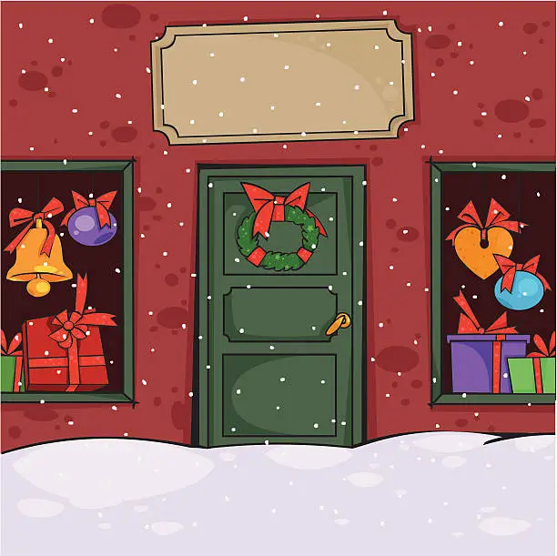 Vector illustration of Christmas store