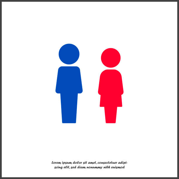 カップルのアイコン ベクトル。男性と、女性の近くにあります。男の子は青、女の子は孤立した白地に赤。 - 4758点のイラスト素材／クリップアート素材／マンガ素材／アイコン素材