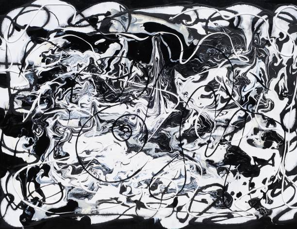 istock Abstract Black and White Contemporary Art Painting 1086796606