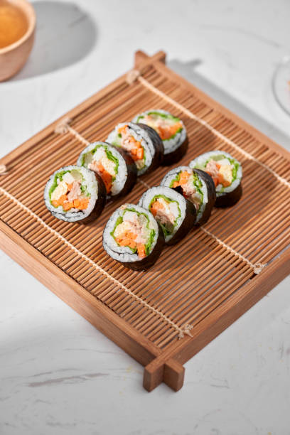 istock Korean roll Gimbap(kimbob) made from steamed white rice (bap) and various other ingredients 1086805404