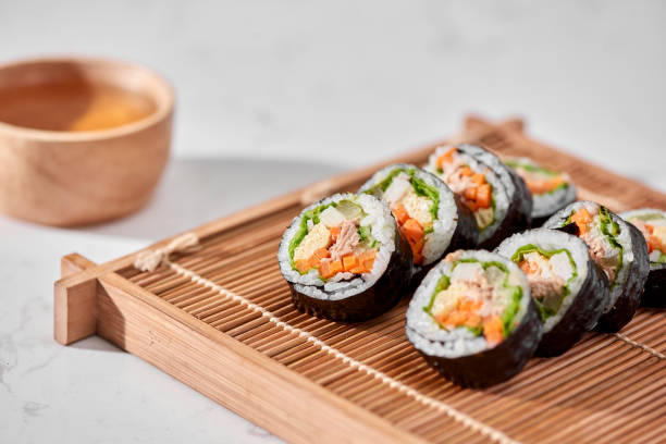 istock Korean roll Gimbap(kimbob) made from steamed white rice (bap) and various other ingredients 1086805562
