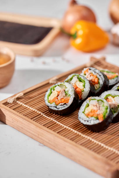istock Korean roll Gimbap(kimbob) made from steamed white rice (bap) and various other ingredients 1086805882