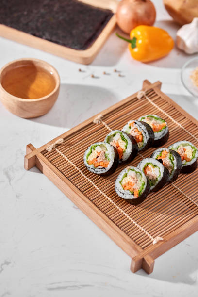 istock Korean roll Gimbap(kimbob) made from steamed white rice (bap) and various other ingredients 1086807332