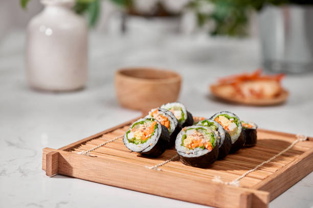 istock Korean roll Gimbap(kimbob) made from steamed white rice (bap) and various other ingredients 1086810504