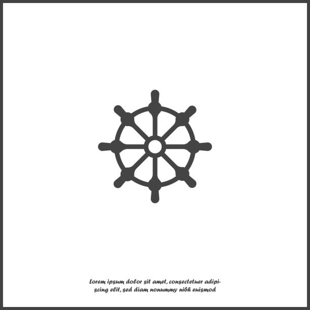 선박 휠입니다. 화이트 보트 핸들 아이콘 배경 고립. - anchor harbor vector symbol stock illustrations