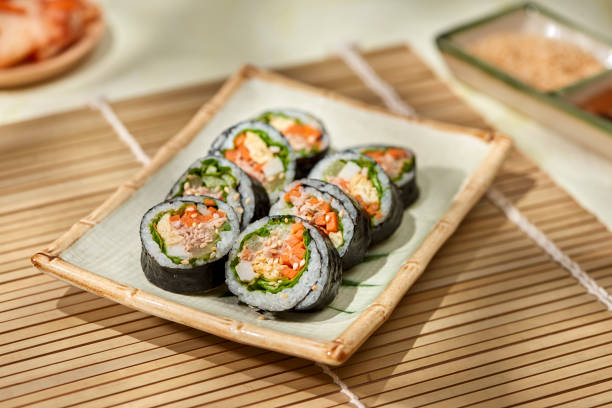 istock Korean roll Gimbap(kimbob) made from steamed white rice (bap) and various other ingredients 1086813174